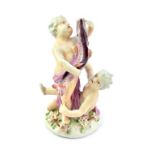 A rare Vauxhall porcelain group of two putti and a dolphin, circa 1755-58,