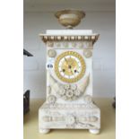 An alabaster and parcel gilt mantel clock, late 19th century,