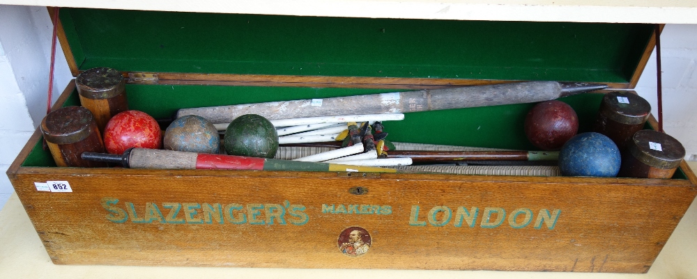 A Slazengers croquet set, circa 1905, comprising four mallets, - Image 2 of 2