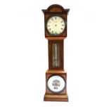A rosewood and mahogany timepiece compendium in the form of a miniature longcase clock,