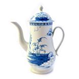 A Chaffers Liverpool blue and white baluster coffee pot and cover, circa 1760,
