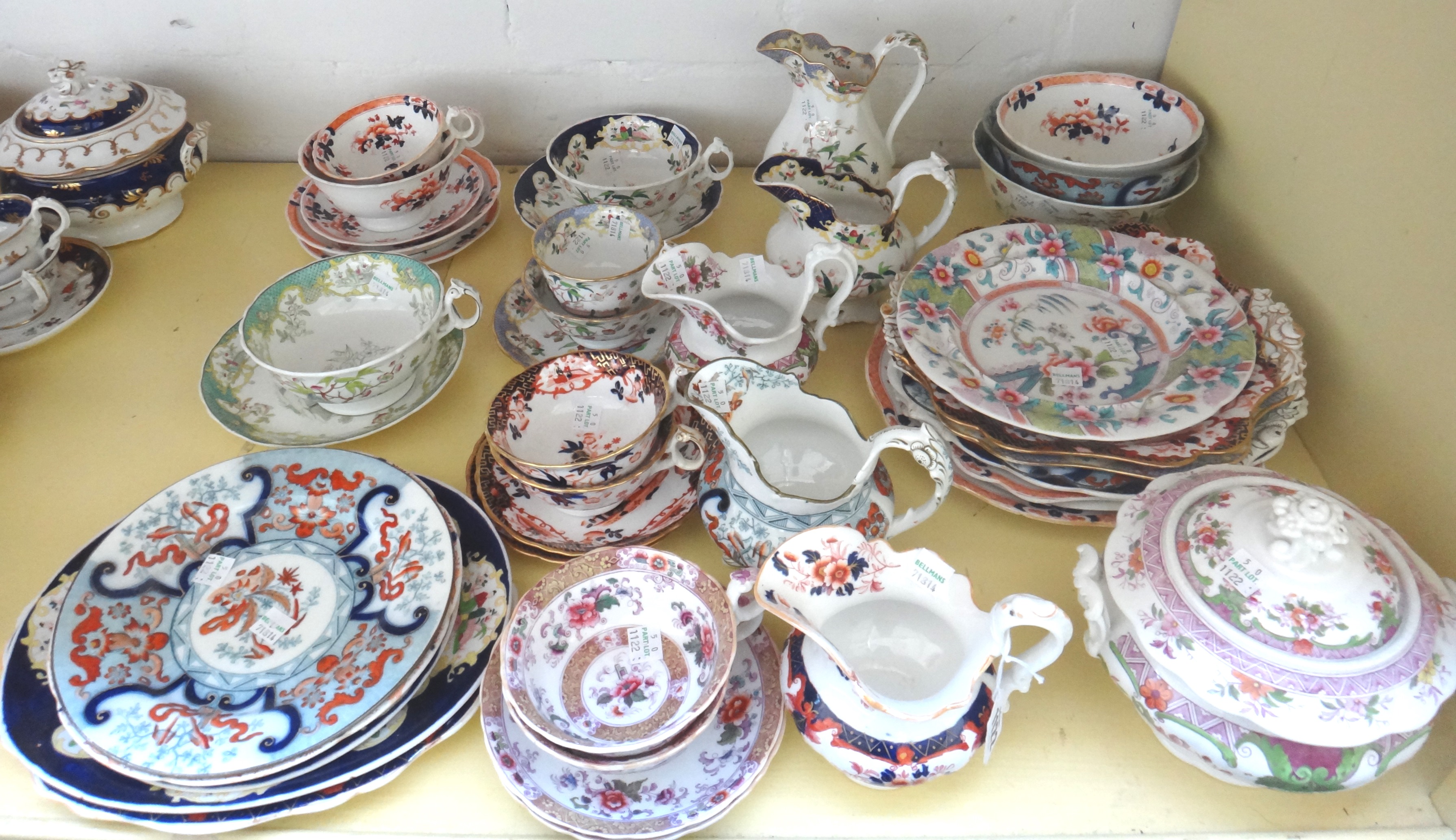 A group of Ridgway porcelain part tea services, second quarter of the 19th century,