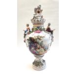 A Potschappel (Carl Thieme) flower encrusted vase and cover, late 19th century,