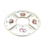 A set of four English porcelain supper hors d'oeuvres dishes, early 19th century,
