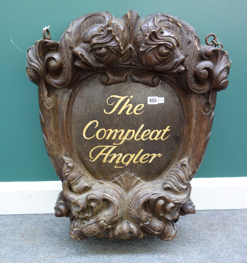 A faux oak shop sign 'The Complete Angler', 19th century,