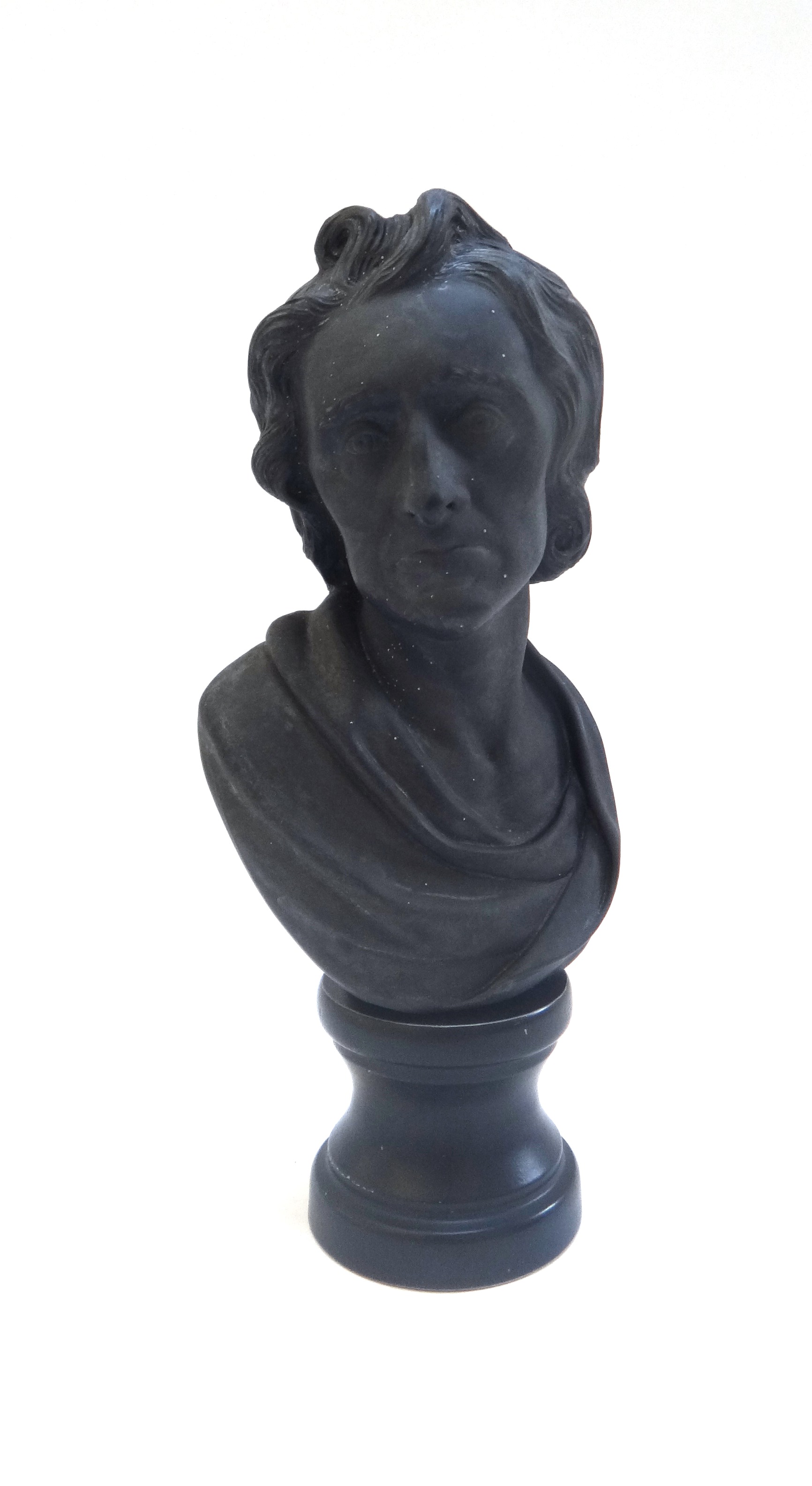 A Wedgwood black basalt bust of John Locke, probably late 18th century,