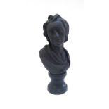 A Wedgwood black basalt bust of John Locke, probably late 18th century,
