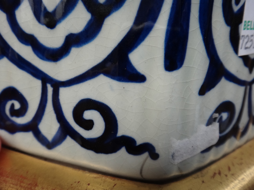 A Dutch Delft style pottery vase and cover, 20th century, - Image 3 of 3