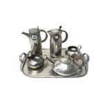 Solkets for Liberty & Co, a Tudric pewter tea set, early 20th century,