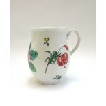 A Worcester porcelain polychrome mug, circa 1770,