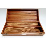 A boxed set of drawing curves, stamped 'Hall Harding LTD' and a similar plastic set, both cased,