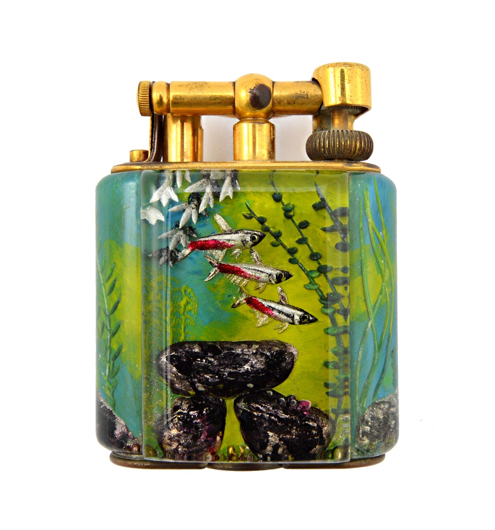 A Dunhill 'Aquarium' table lighter of Service size, circa 1950, - Image 2 of 2