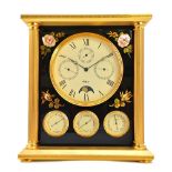 A Swiss Imhof clock/weather station, multi dial, with pillar supports and lacquered sides,