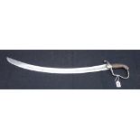 A cavalry sabre, early 19th century, with curved plain steel blade (70cm),
