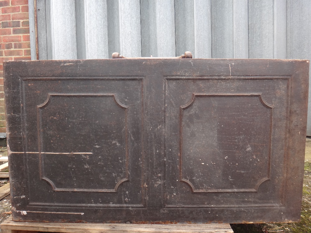 A cast iron strong box, 19th century, with side carrying handles. 100cm wide across the handles. - Image 2 of 2