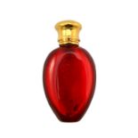 A red glass and gilt metal mounted scent bottle, late 19th/early 20th century,