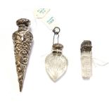 A Continental glass and silver mounted scent bottle, early 20th century, stamped '800',