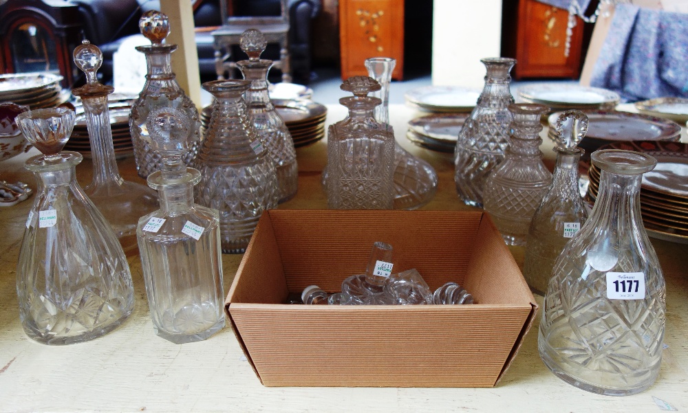 Twelve 19th century cut glass decanters and stoppers (some stoppers matched), the largest 30cm high. - Image 2 of 2