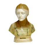 A marble and alabaster bust of 'Beatrice', by 'Prof G.