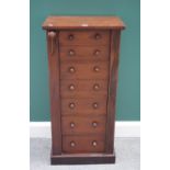 A Victorian mahogany Wellington chest with seven graduated drawers, on plinth base, 48cm wide.