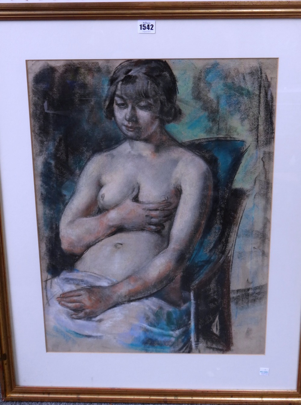 James Arden Grant (1887-1974), Seated female nude, pastel, 61.5cm x 46cm.