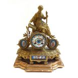 A French gilt metal figural mantel clock, late 19th century,