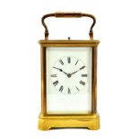 A late 19th century French brass half hour repeat carriage clock by Henri Jacot, Paris, no.