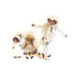 Three bisque head dolls, early 20th century, comprising; a French S.F.B.J no.