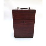 A small early 19th century decanter box with four section interior, 13cm wide,