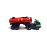 A Triang Minic tin plate oil tanker, clockwork, B.P. SHELL, green and red livery.