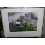Patrick Procktor (1936-2003), Salisbury Cathedral, colour aquatint, signed and numbered 38/150,