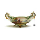 A Royal Worcester `Hadley ware' two-handled bowl, circa 1905, of shaped oval form, painted by W.