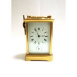 A French gilt brass cased carriage clock, late 19th/early 20th century,