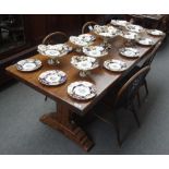 A 17th century style oak refectory table,