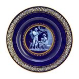 A good Meissen porcelain cobalt-blue ground cabinet plate, circa 1860, attributed to E.A.