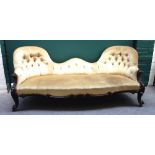 A Victorian rosewood framed double spoon back sofa,