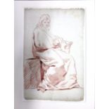 Attributed to Charles -Francois Hutin (1715-1776), A seated figure in heavy robes, brown chalk,