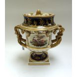 A pair of Chamberlain's Worcester ice pails and covers, circa 1820, of Warwick vase form,