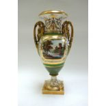 A Davenport green ground porcelain two-handled vase, circa 1820-25, of Empire form,