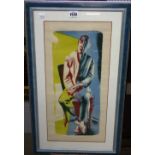 Hans Feibusch (1898-1998), Seated man, colour lithograph, signed and dated '42, 49cm x 24cm.