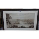 C. Moir (19th century), Istanbul, sepia wash, signed and dated 1876, 35cm x 64cm.