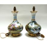 A pair of French porcelain vase table lamps, circa 1900,