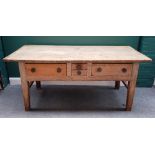 An early 19th century pine and oak preparation table,