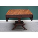 A George III rosewood banded mahogany sofa table, with pair of frieze drawers,