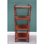 A 19th century four tier mahogany whatnot, on turned supports, 46cm wide.