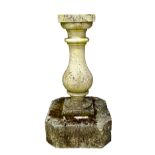 An early 20th century Georgian design baluster shaped carved Portland Stone sundial column,