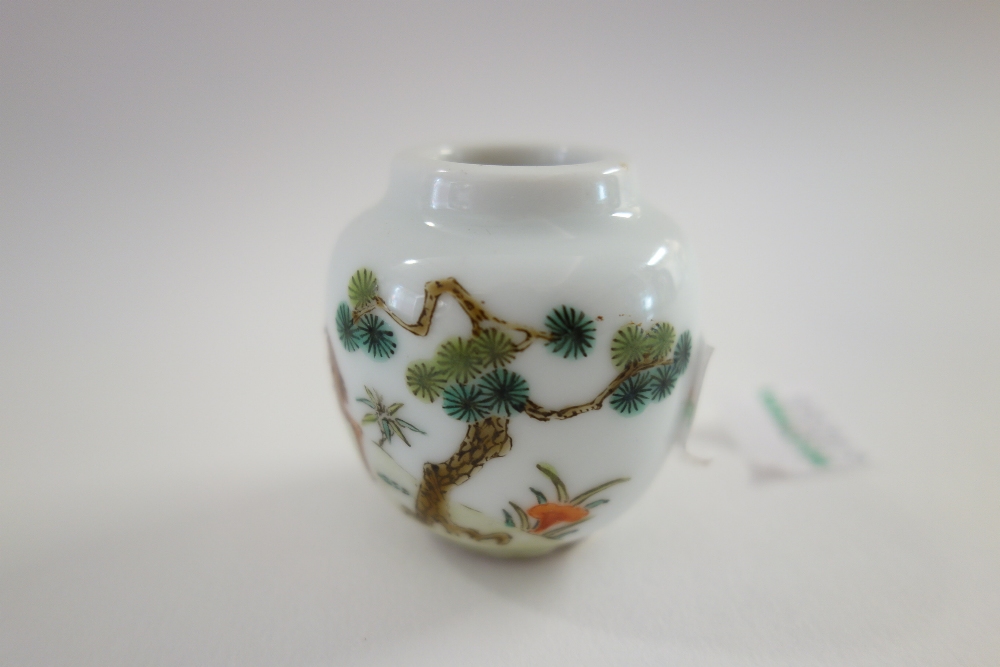 Two Chinese miniature porcelain ovoid vases, 20th century, - Image 5 of 8
