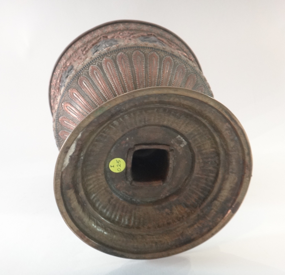 An Indian brass and copper bowl, 19th century, of flared form, - Image 5 of 5
