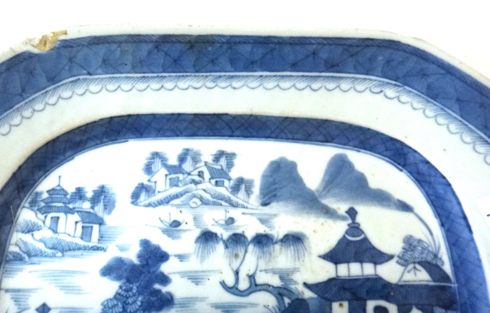 A group of Chinese blue and white porcelain, 19th century, each painted with a river landscape, - Image 6 of 10