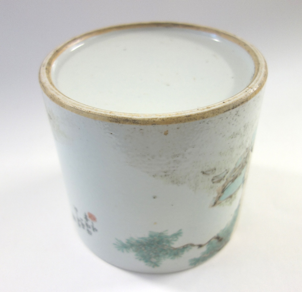 A Chinese porcelain cylindrical brush pot, 20th century, - Image 5 of 5
